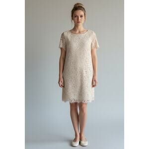 ZARA Romantic Lace Short Dress Size Small Cream Beige